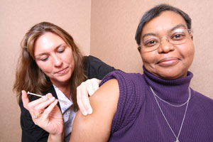 I'm getting my allergy shot....and still smiling!